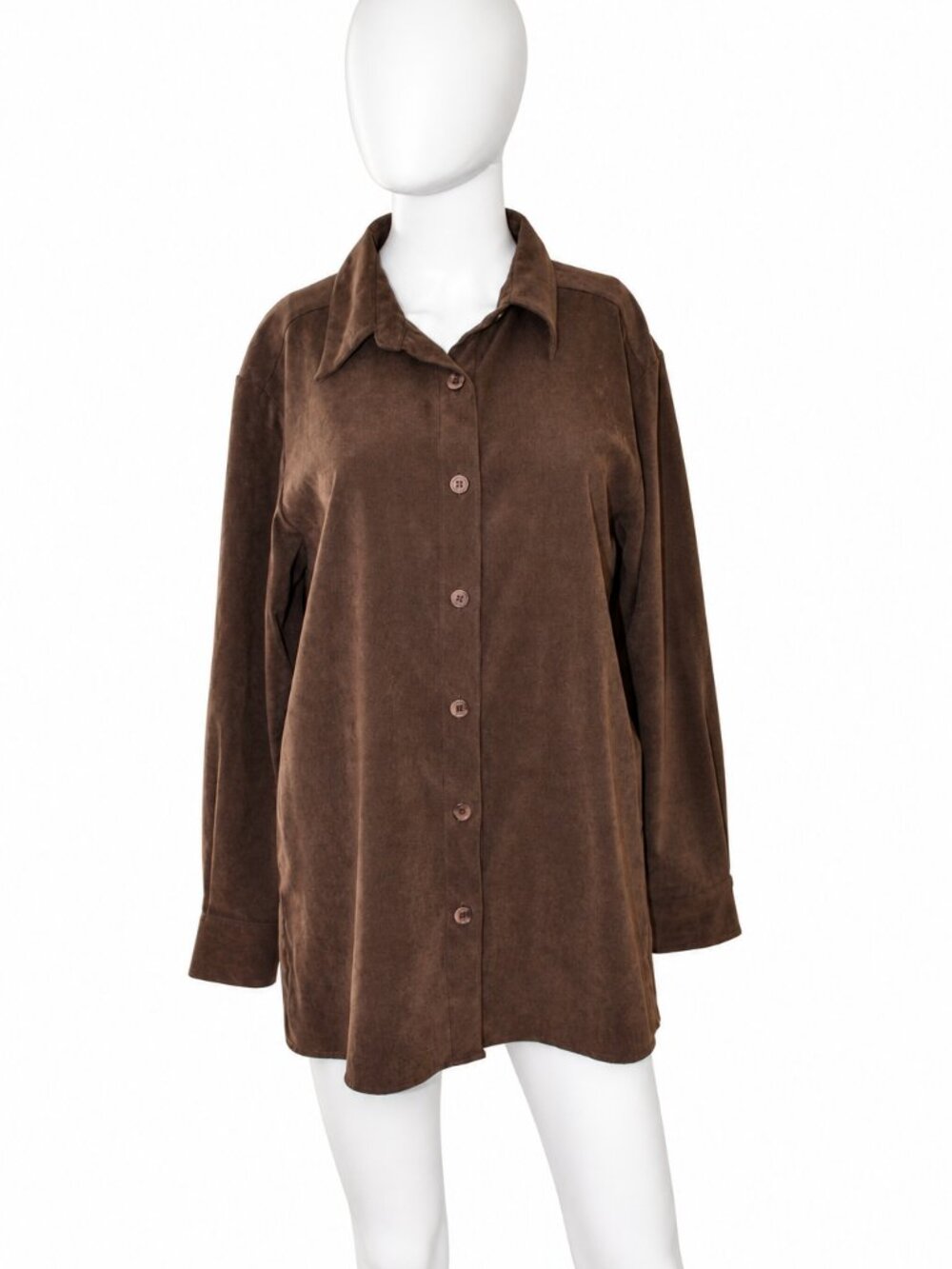 Real Comfort Brown Suede Feel Button Down Shirt
